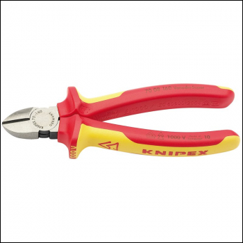 Draper 70 08 160 UKSBE Knipex 70 08 160UKSBE VDE Fully Insulated Diagonal Side Cutters, 160mm - Code: 31926 - Pack Qty 1